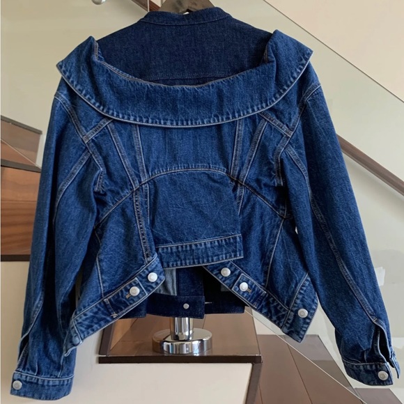 NWT ALEXANDER MCQUEEN LAYERED PEPLUM DENIM TROMPE L'OEIL JEAN JACKET IT 44 US 8 - Picture 10 of 12